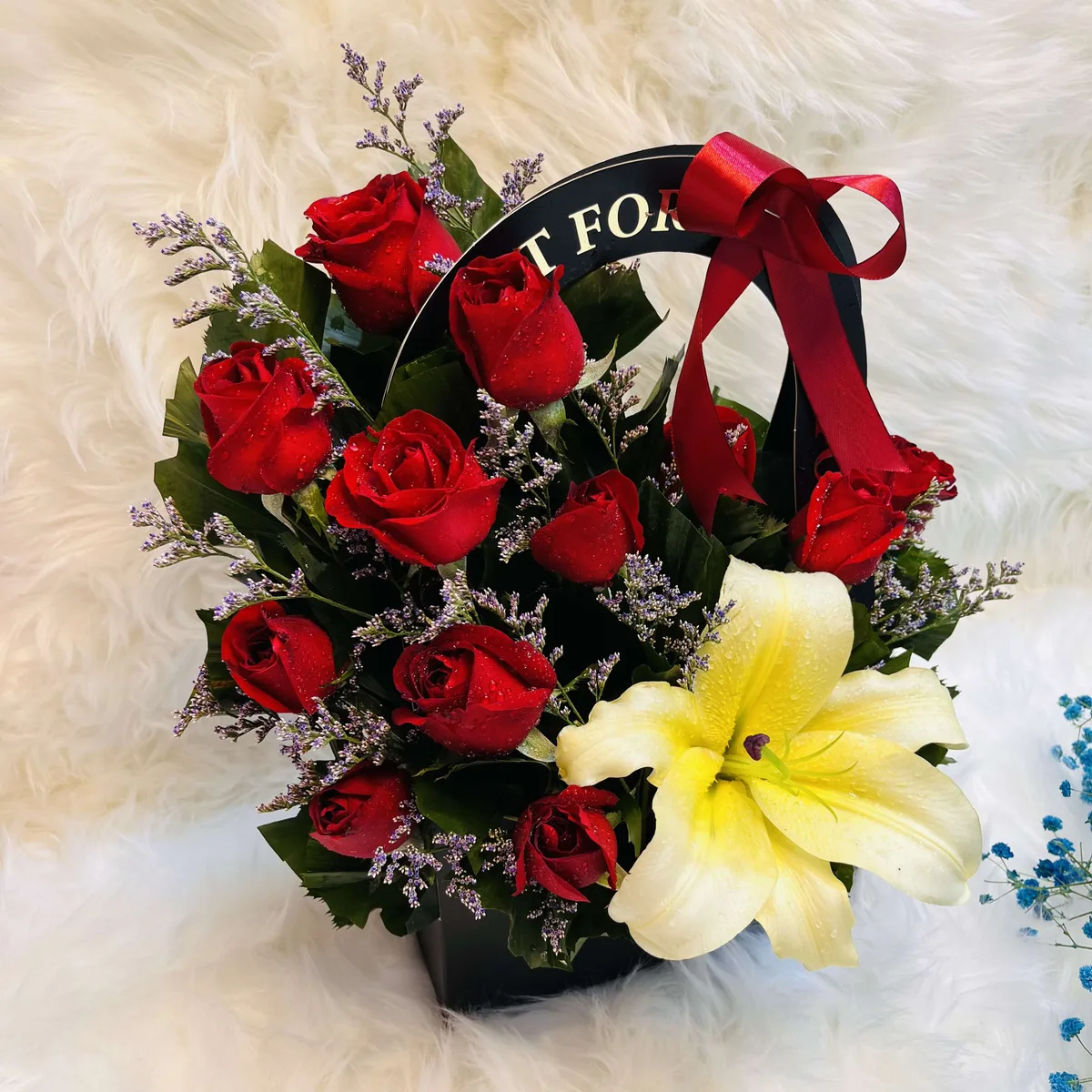 Red Rose & Yellow Lily "Just For You" Floral Gift Bag