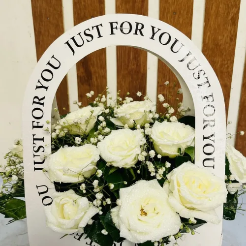 The Purest Wish White Rose "Just For You" Flower Box