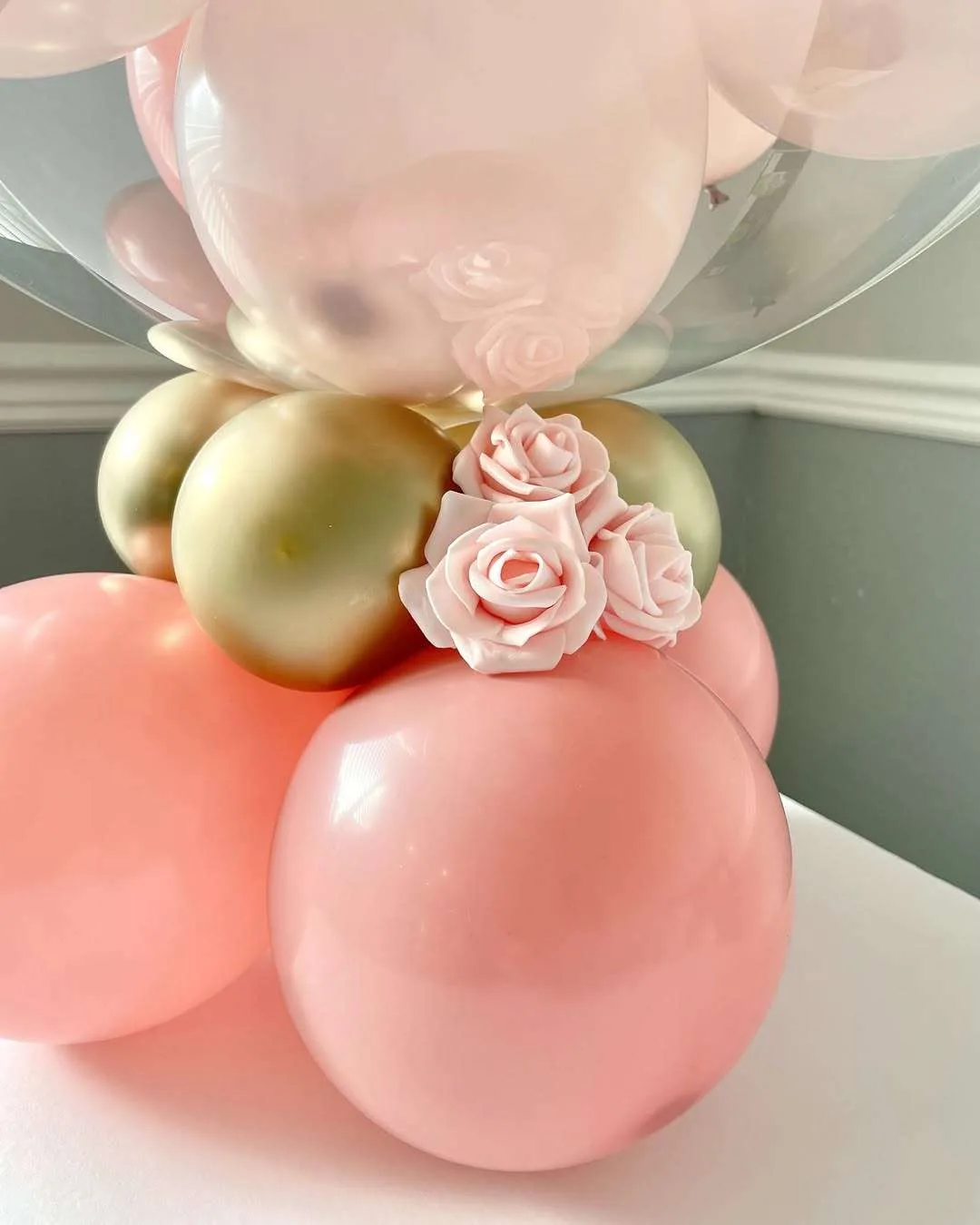 Personalized Balloon Gift for Mom – Pink & Gold Mother's Day Surprise Decoration