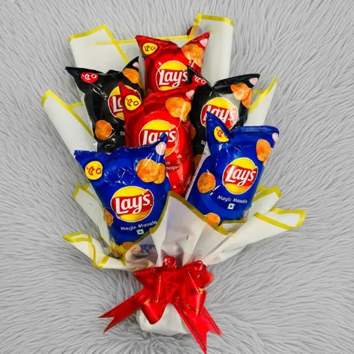 The Ultimate Munchies Bouquet: Gourmet Chips Hand Gift