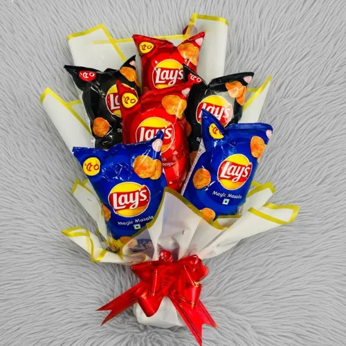 The Ultimate Munchies Bouquet: Gourmet Chips Hand Gift