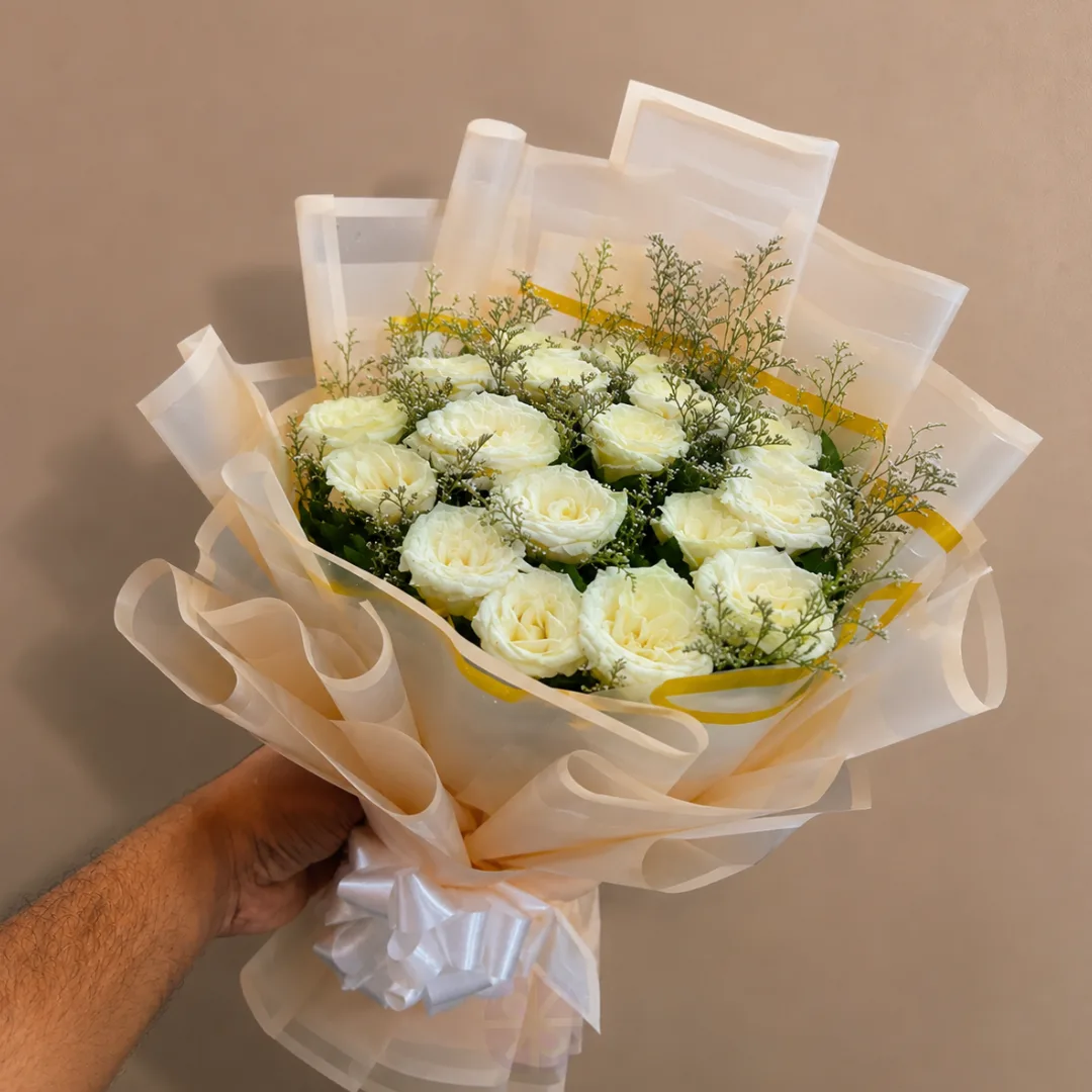 Ivory Elegance White Rose Bouquet