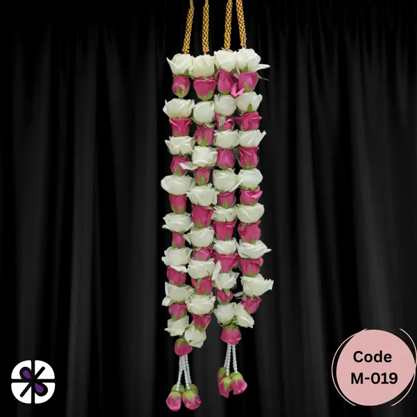 Premium Pink & White Rose Block Pattern Wedding Jaimala