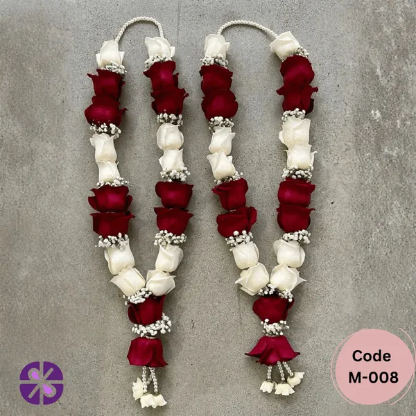 Luxury Chinese Red & White Rose Jaimala Garland