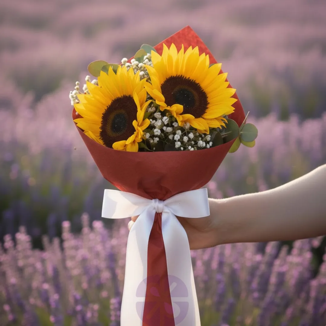 The Heartfelt Harmony Duo Sunflower & Baby's Breath Bouquet