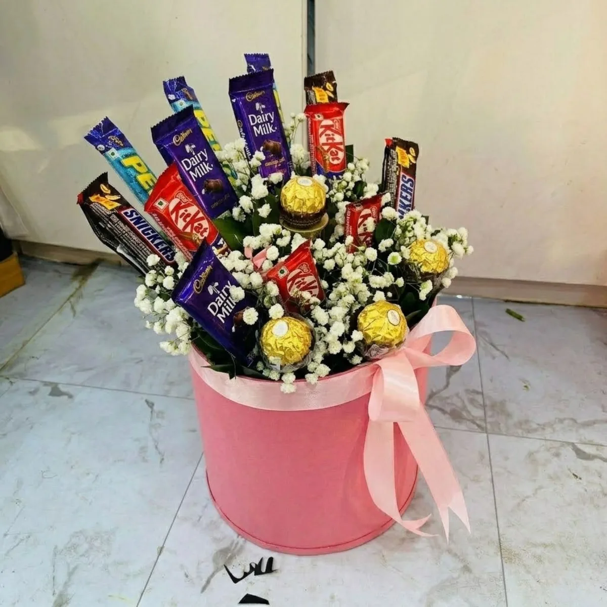Mix Chocolate and Floral Gift Bucket.