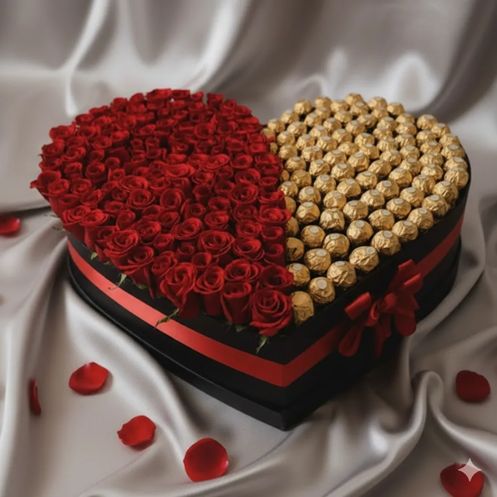 Signature Luxury Rose & Chocolate Heart Gift Box