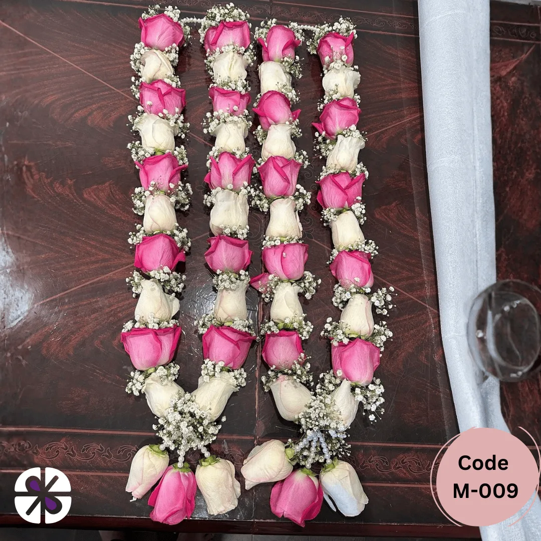 Romantic Pink & White Rose Wedding Garland
