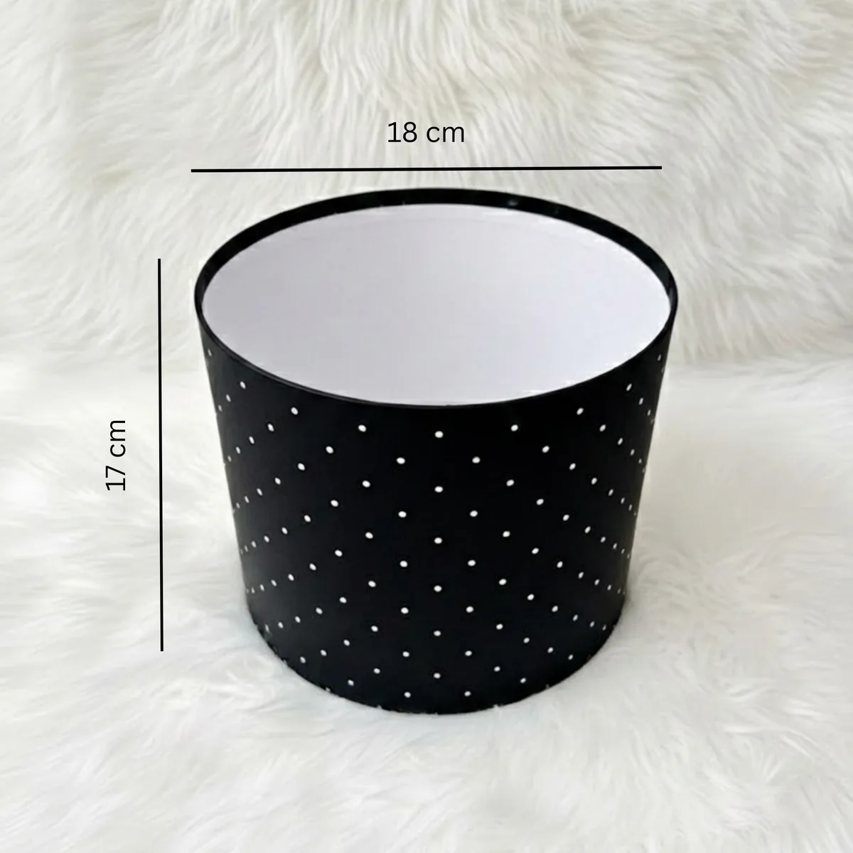 Premium Red and White Rose in Luxury Dotted Velvet Round Box
