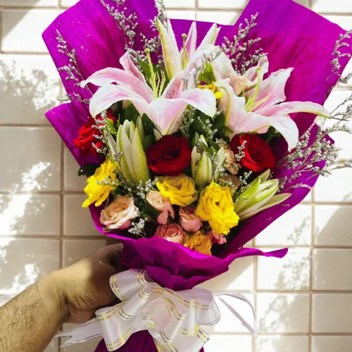 Vivid Romance Lily & Rose Bouquet