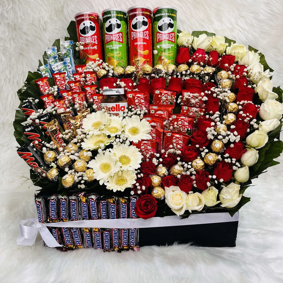 Ultimate Snacks, Mix Chocolate, and Flower Hamper Box