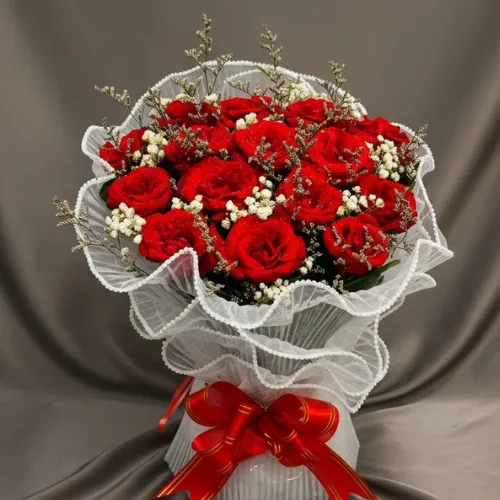 The Romance Red Rose Round Bouquet