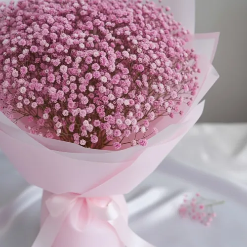 Deluxe Pink Baby's Breath Hand Bouquet