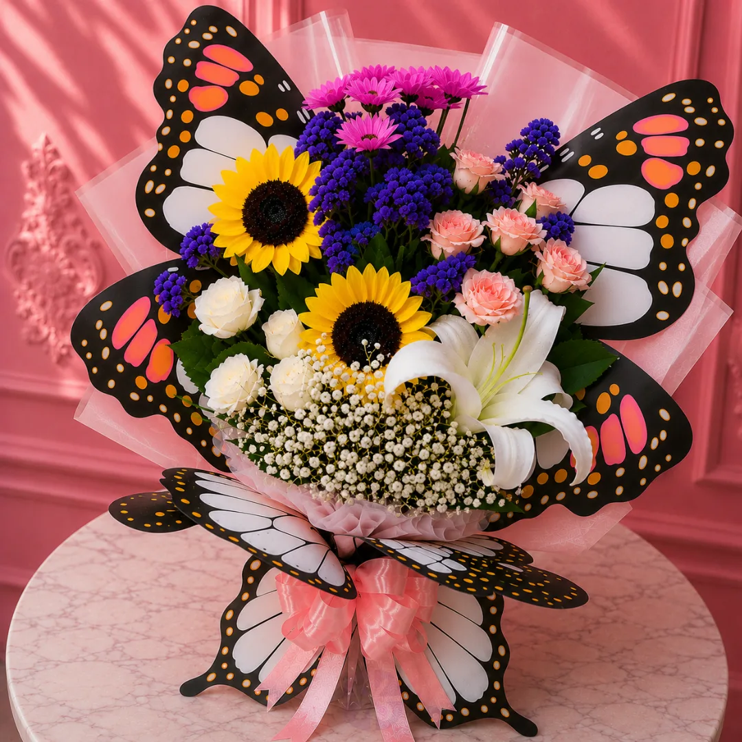 Premium Butterfly Mixed Fresh Flower Bouquet