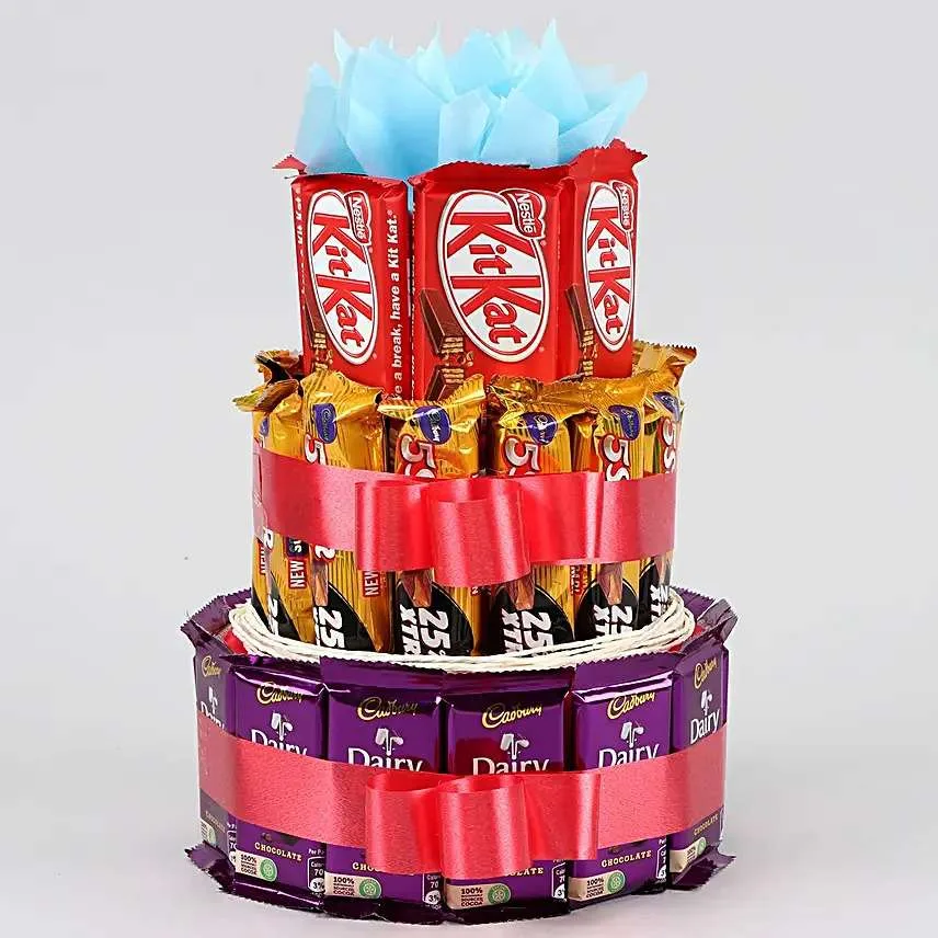 3-Layer Chocolate Tower with KitKat, 5 Star & Dairy Milk