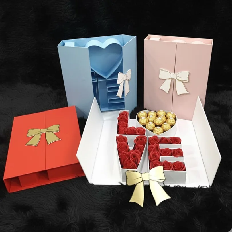 Luxury Double-Door "LOVE" Gift Box with Premium Roses and Ferrero Rocher