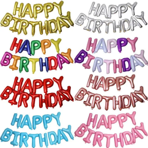 16-Inch Foil Letter Balloons Set: "Happy Birthday" Banner