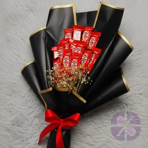 The Ultimate Break: KitKat Chocolate Bouquet (Black with Gold border)