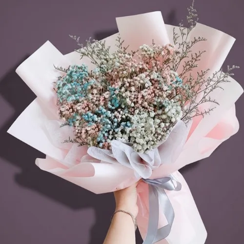 The Pastel Galaxy Multi-Color Baby's Breath & Foliage Bouque