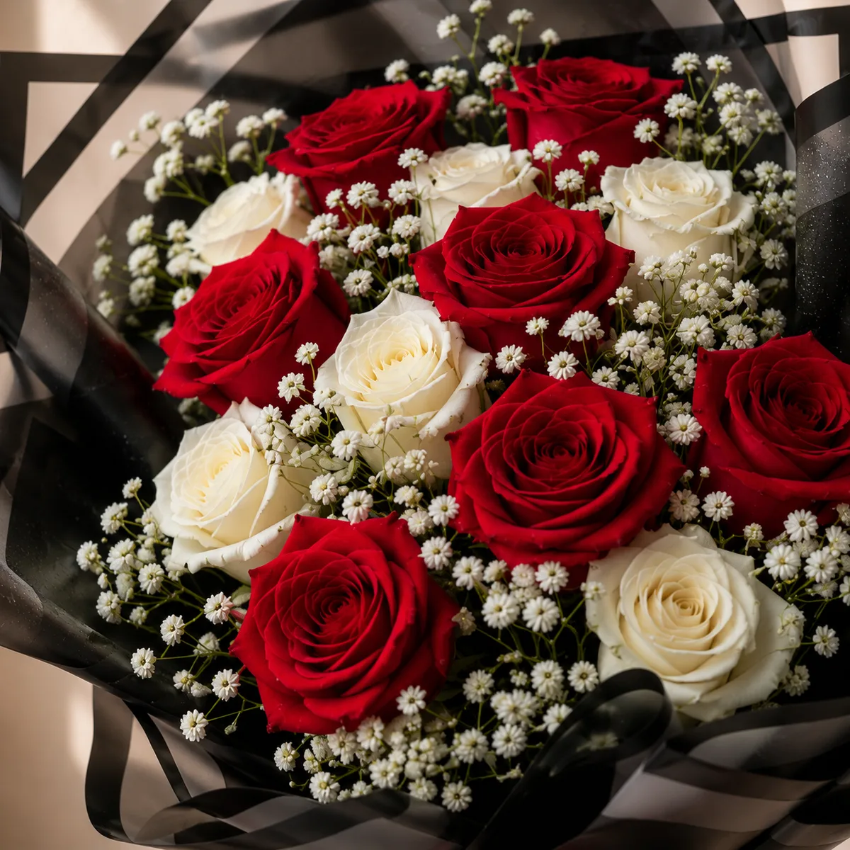 Red & White Rose Bouquet