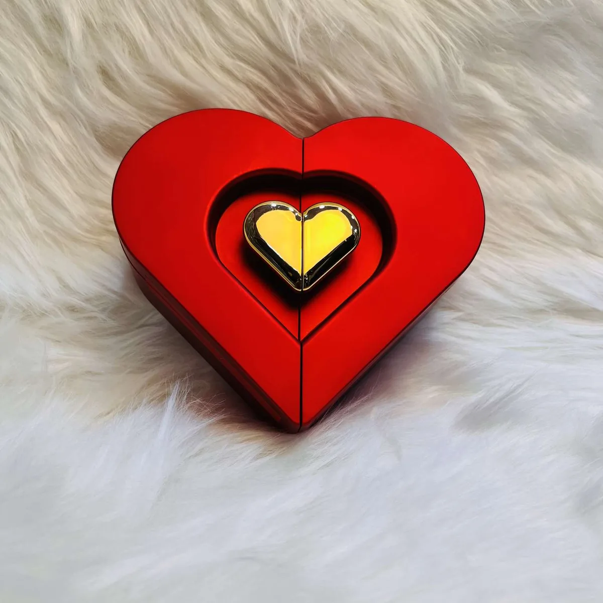 Elegant Red Heart-Shaped Jewelry Box