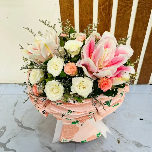 Sweetest Whisper Round Mini Lily & Rose Gift Bouquet