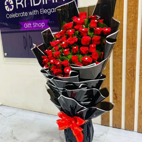 The Black Tie Affair Premium Red Rose Statement Bouquet