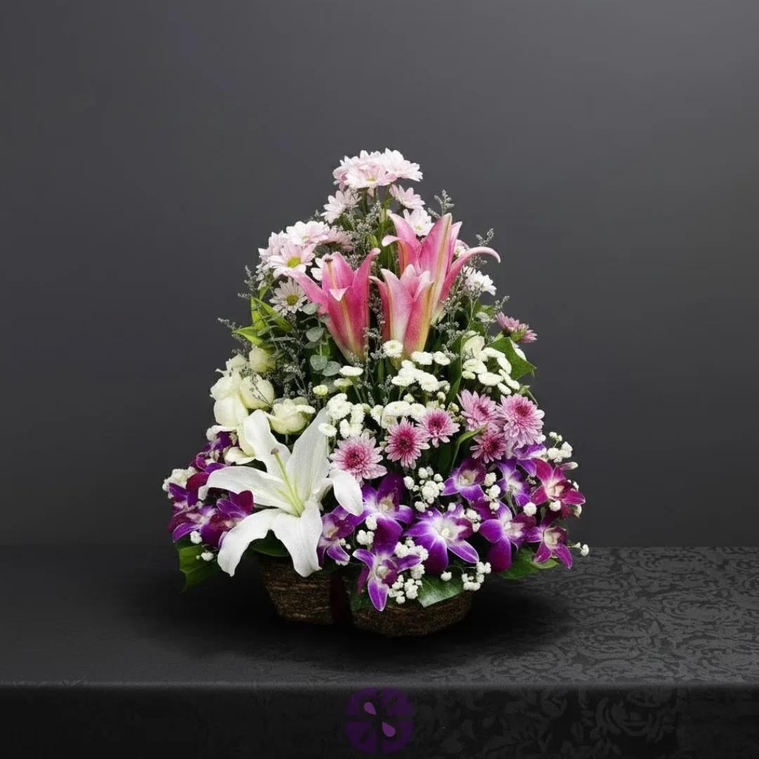 Luxury Mixed Flower Basket Arrangement