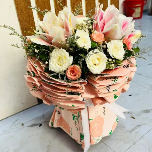 Sweetest Whisper Round Mini Lily & Rose Gift Bouquet