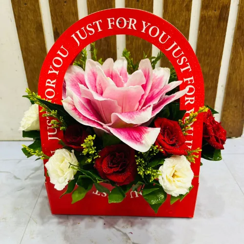 The Heartfelt Harmony Red Box Mixed Rose & Lily Arrangement