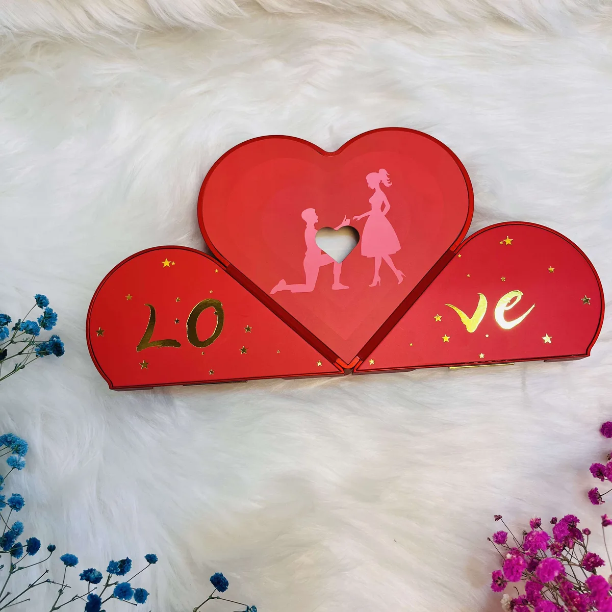 Elegant Red Heart-Shaped Jewelry Box