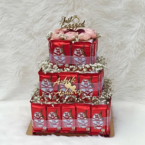 The Personalized KitKat Love Tower with Rose