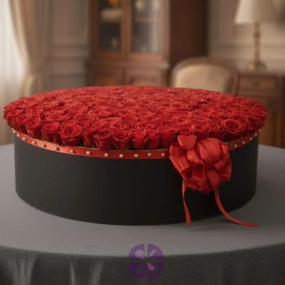 500 Luxury Red Roses Round Box.