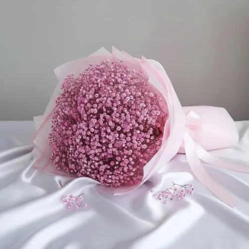 Deluxe Pink Baby's Breath Hand Bouquet