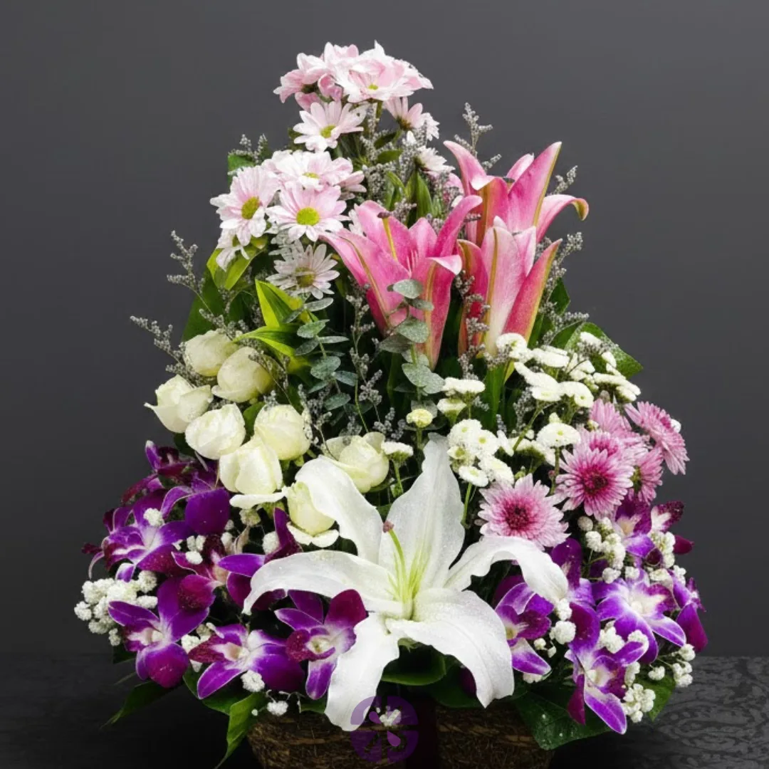 Luxury Mixed Flower Basket Arrangement