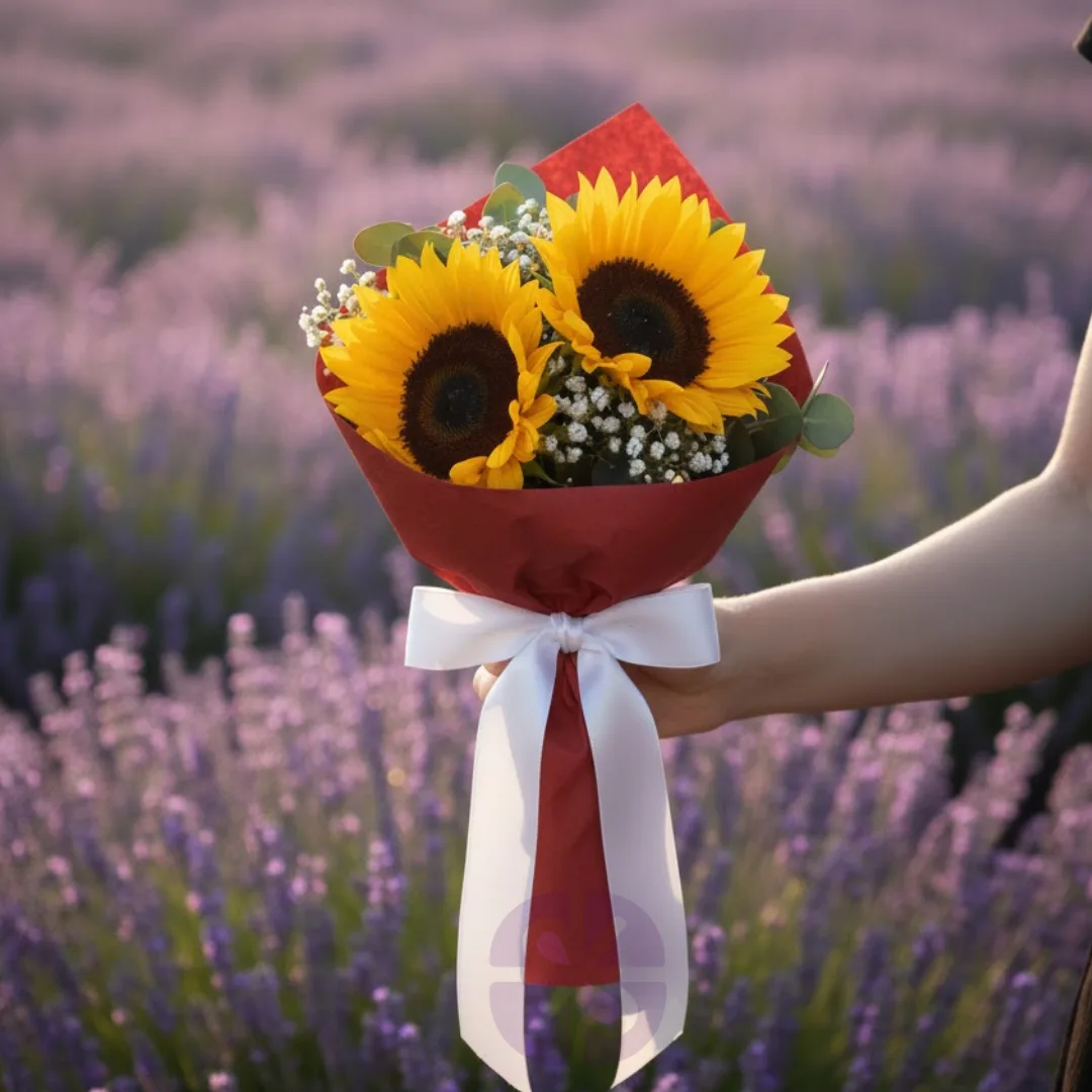 The Heartfelt Harmony Duo Sunflower & Baby's Breath Bouquet