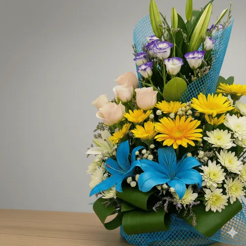 Premium Mixed Flower Basket Arrangement – Elegant Gift Bouquet