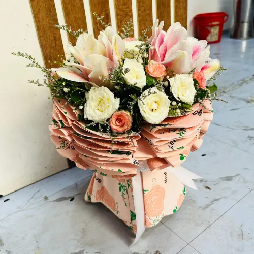 Sweetest Whisper Round Mini Lily & Rose Gift Bouquet