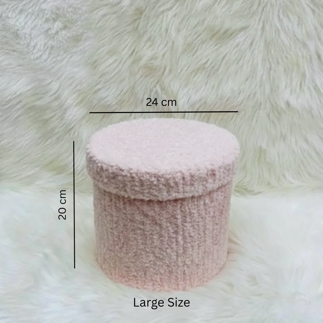 50 Pink Rose & Gypsy Arrangement in Cotton Velvet Luxury Round Box