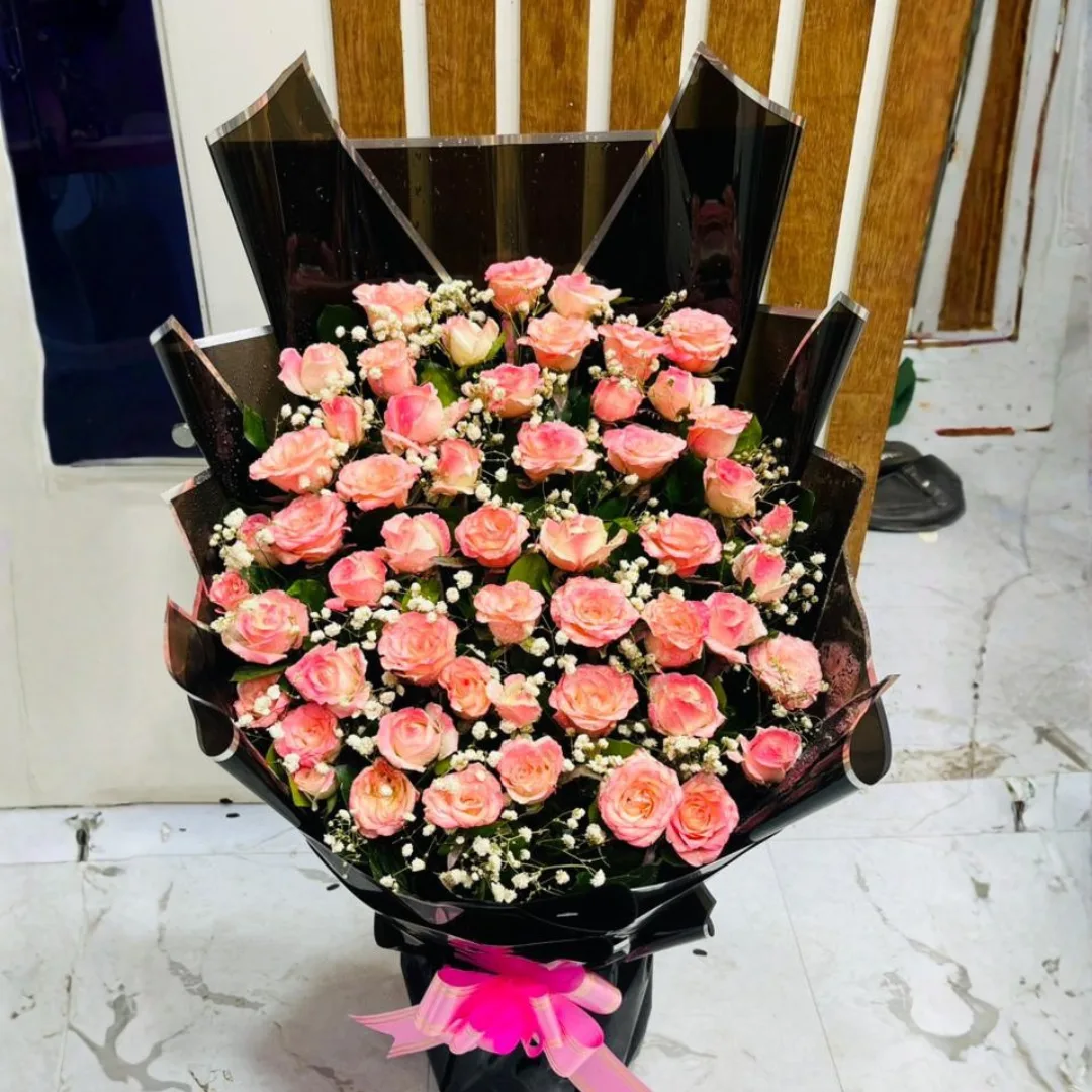 50 Shades of Pink Rose Stand Bouquet