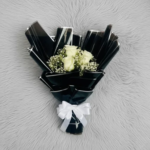 The Serene Classic White Rose & Baby's Breath Bouquet