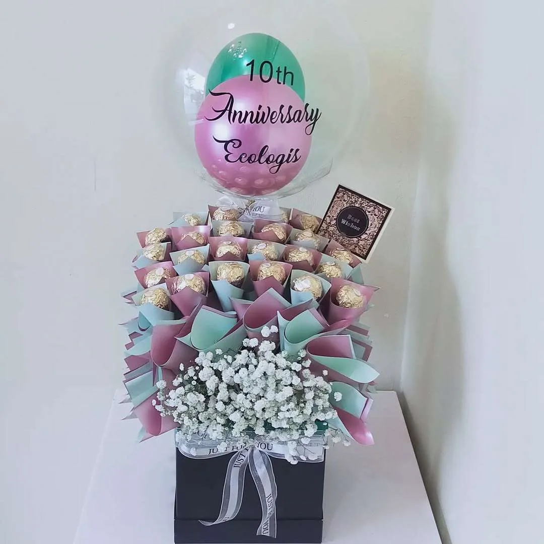Elegant Anniversary Chocolate Box with Balloon