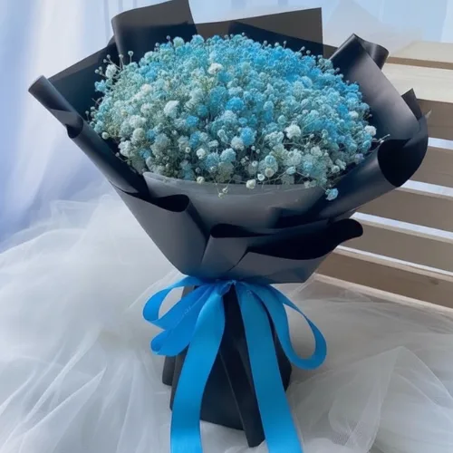 The Azure Dream Sky Blue Baby's Breath Statement Bouquet