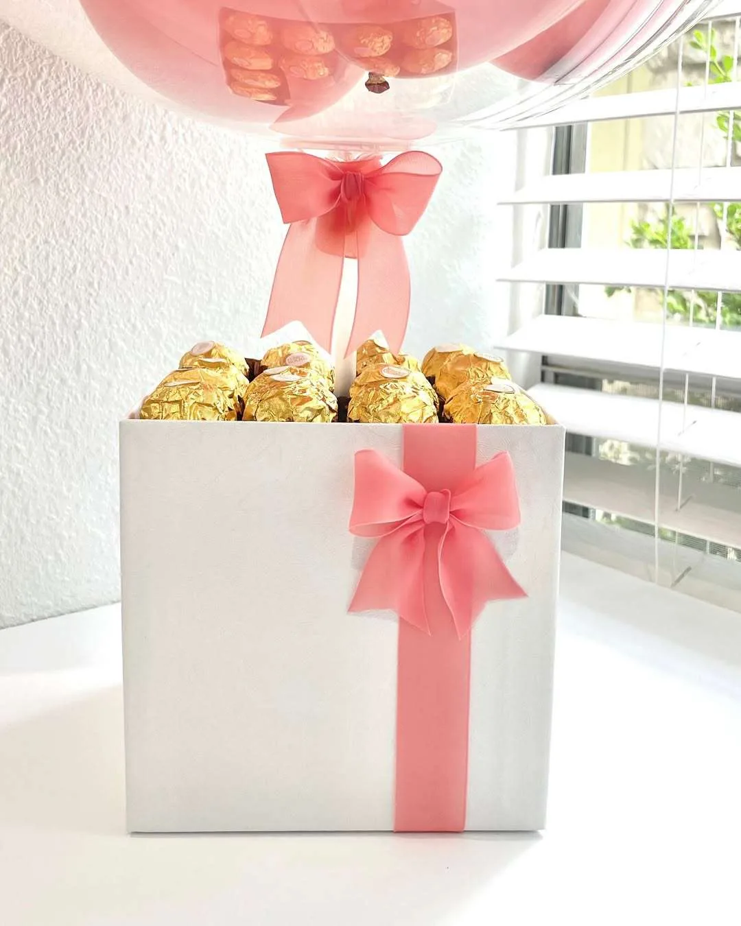 Custom Pink Birthday Balloon Box with Ferrero Chocolates