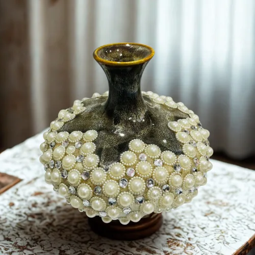 Luxury Pearl Embellished Decorative Vase
