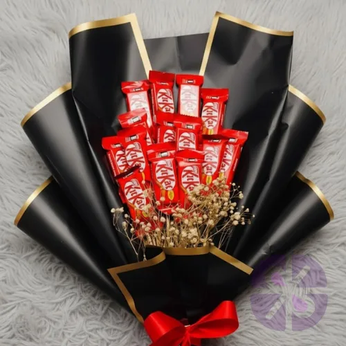 The Ultimate Break: KitKat Chocolate Bouquet (Black with Gold border)