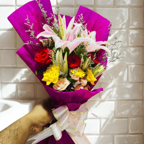 Vivid Romance Lily & Rose Bouquet