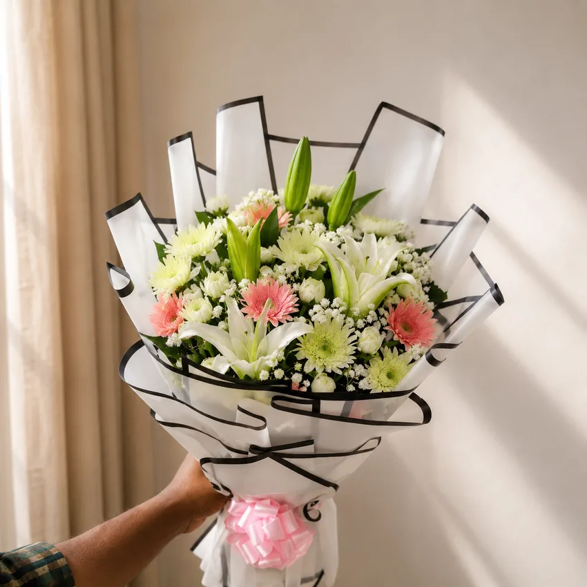 Blissful Glow Lily & Gerbera Bouquet