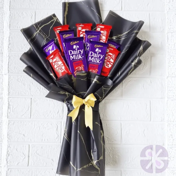 The Epic Black & Gold Indulgence Mixed KitKat and Dairy Milk Bouquet