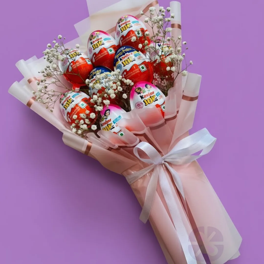 9-Piece Kinder Joy Surprise Chocolate Bouquet with Baby's Breath